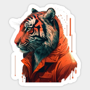 Pop Culture Tiger Wearing Hoodie Sticker